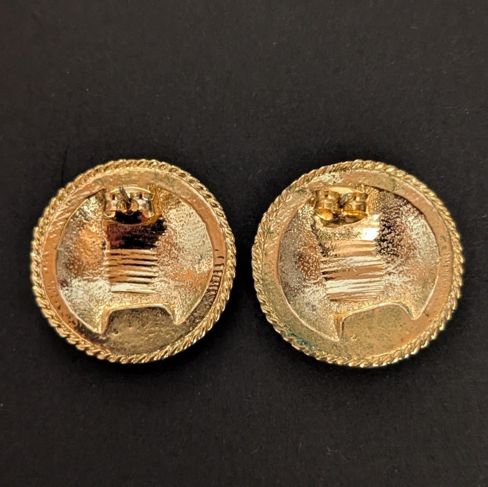 VINTAGE Elegant Gold and Multicolor Earrings‎ - Picture 3 of 5
